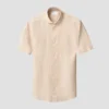 beige solid short sleeve linen shirt 2025 04 10T082049337Z.webp