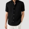 black solid short sleeve linen shirt 2025 05 23T123550574Z.webp