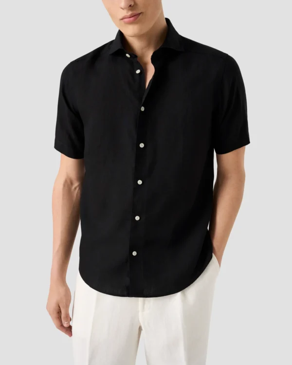 black solid short sleeve linen shirt 2025 05 23T123550574Z.webp