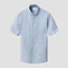light blue solid short sleeve linen shirt 2025 04 10T082049788Z.webp